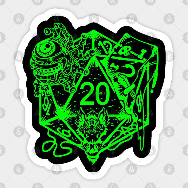 Dice Art DM Tabletop Gaming Gift Dragons D20 Dice Set Print Sticker by Linco